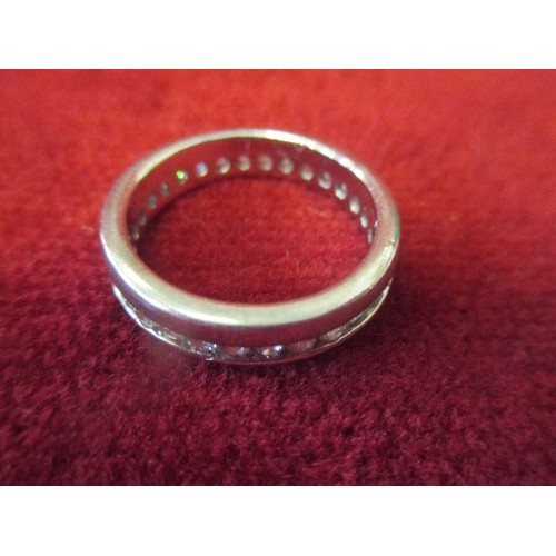 53 - STERLING SILVER ETERNITY RING SET WITH DIAMANTE - SIZE O