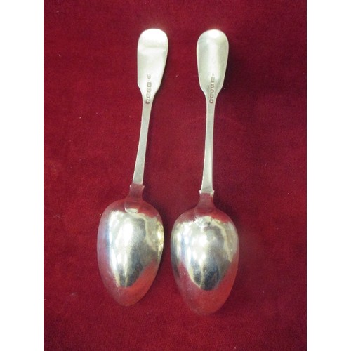 133 - A MATCHED PAIR OF 19TH CENTURY TABLE SPOONS , LONDON 1821 (WILLIAM CHAWNER II), LONDON 1846 (CHARLES... 