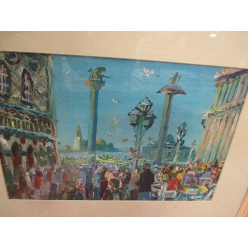 198 - A LATE 20TH CENTURY OIL PAINTING ON BOARD OF PIAZZA SAN MARCO, VENICE BY SPALDING ARTIST BRIAN LORDA... 