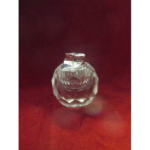 70 - HEAVY CUT GLASS TABLE LIGHTER - 9CM DIA