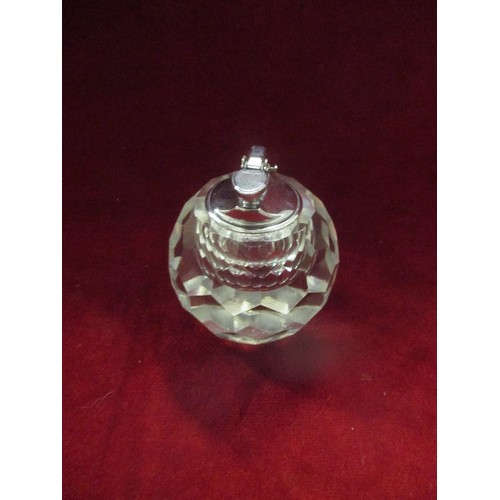 70 - HEAVY CUT GLASS TABLE LIGHTER - 9CM DIA