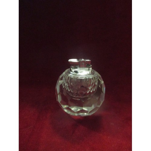 70 - HEAVY CUT GLASS TABLE LIGHTER - 9CM DIA