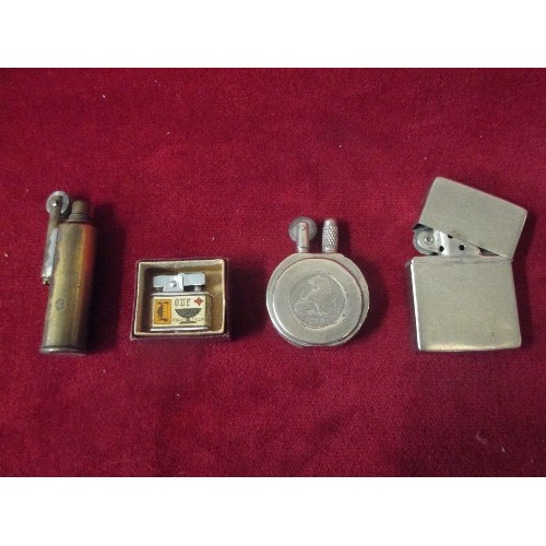 72 - A VERY GOOD COLLECTION OF ANTIQUE CIGARETTE LIGHTERS INCLUDING AN ORIGINAL WW1 BULLET TRENCH LIGHTER... 