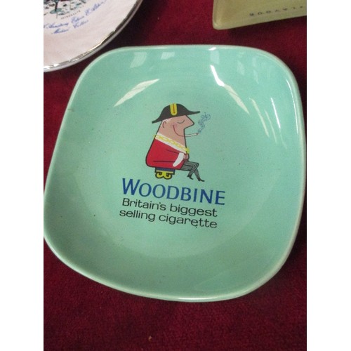 247 - THREE VINTAGE ASHTRAYS INC BACHELOR CIGARETTES, WOODBINE CIGARETTES AND 