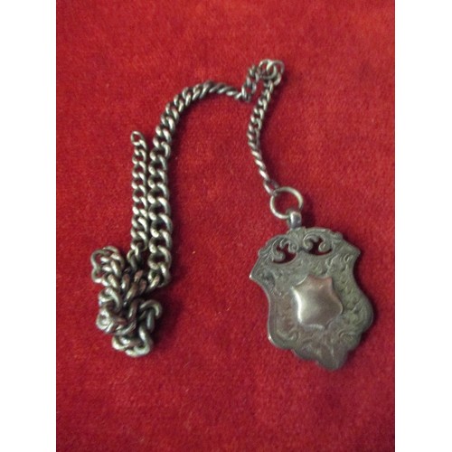 57 - SILVER ALBERT CHAIN WITH LARGE FOB 33gr