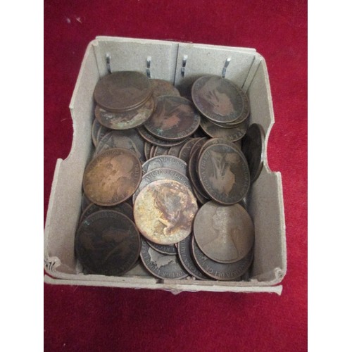 107A - QUANTITY OF QUEEN VICTORIA PENNY COINS, BUN HEAD AND OLD HEAD