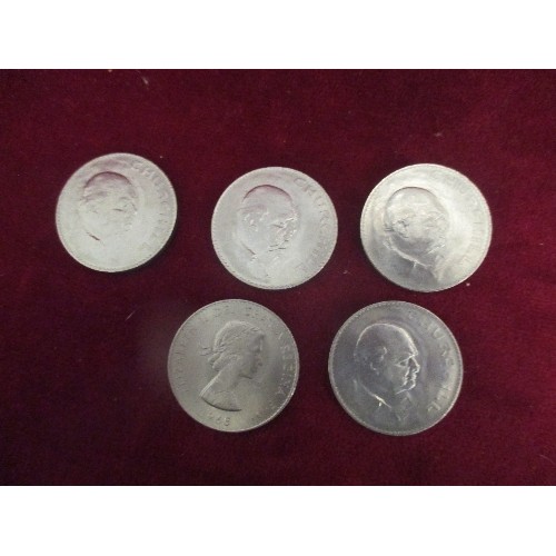 107H - 5 X CHURCHILL CROWN COINS 1965