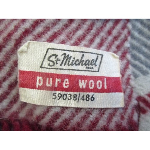 244 - VINTAGE WOOL TRAVEL RUGS AND BLANKETS INC A RED TARTAN TRAVEL RUG 