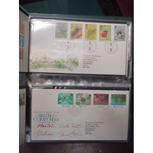 308 - 8 ALBUMS OF GB FIRST DAY COVERS - 1980'S TO 2000'S. INCLUDES COMMEMORATIVES  / DEFINITIVES, MINI SHE... 