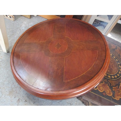 515 - TWO TABLE TOPS, ONE WITH BURR WOOD VENEER, THE OTHER OCTAGONAL SHAPE WITH MARQUETRY INLAY AND PENWOR... 