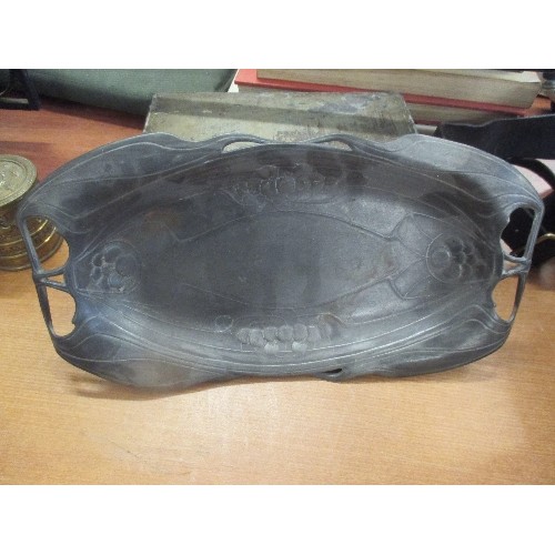 331B - EARLY 20TH CENTURY ART NOUVEAU PEWTER BOWL WITH FRUIT AND FLOWER DESIGN. INDISTINCT MARK