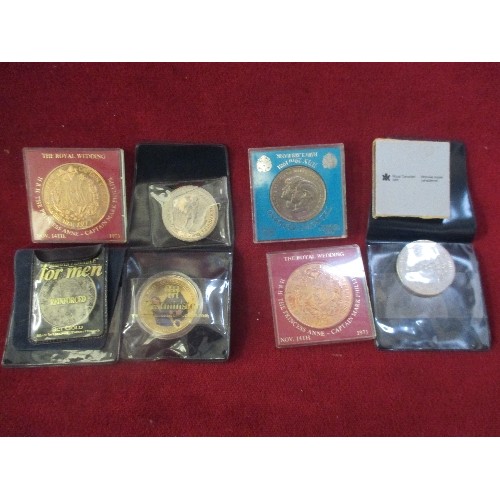 89 - COLLECTION OF COMMEMORATIVE COINS.
2 PRINCESS ANN MARK PHILLIPS 1973 LTD ED
2 DIANA  MEMORY     1999... 