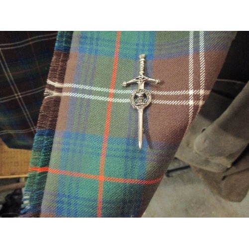 246A - HARRIS TWEED NATIONAL DRESS GENTS JACKET BY SCOTCH HOUSE TOGETHER WITH A GREEN CHECK TARTAN KILT AND... 