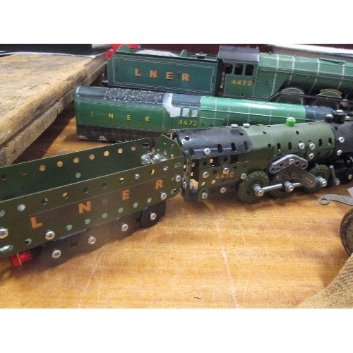 354C - FLYING SCOTSMAN COLLECTION INC CONSTRUCTION SET - CONSTRUCTED MECCANO STYLE, ONE ON A CARD PLINTH & ... 