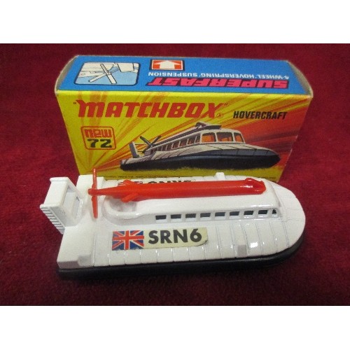 376H - MATCHBOX SUPERFAST NO 45 FORD GROUP 6, SLIGHT SCUFFS, ORIG BOX AND A MATCHBOX NO 72 HOVERCRAFT GOOD ... 