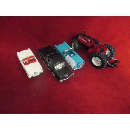 67 - 3 MODEL CARS -  FRANKLIN MINT PRECISION MODELS AND A TRACTOR  VOLVO BM VALMET 805