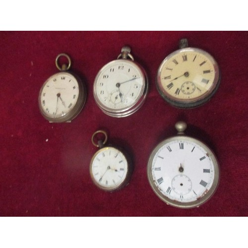 75 - 5 POCKET WATCHES -  SPARES OR REPAIR