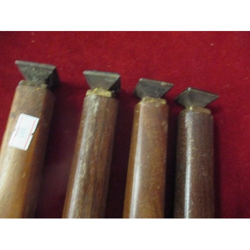 80 - 4 X RETRO TEAK TAPERED FURNITURE LEGS