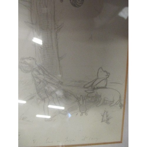 81 - 3 X PRINTS OF ORIGINAL DRAWINGS ' WINNIE THE POOH'  FRAMED AND GLAZED
FROM THE VICTORIA AND ALBERT M... 