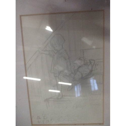 81 - 3 X PRINTS OF ORIGINAL DRAWINGS ' WINNIE THE POOH'  FRAMED AND GLAZED
FROM THE VICTORIA AND ALBERT M... 