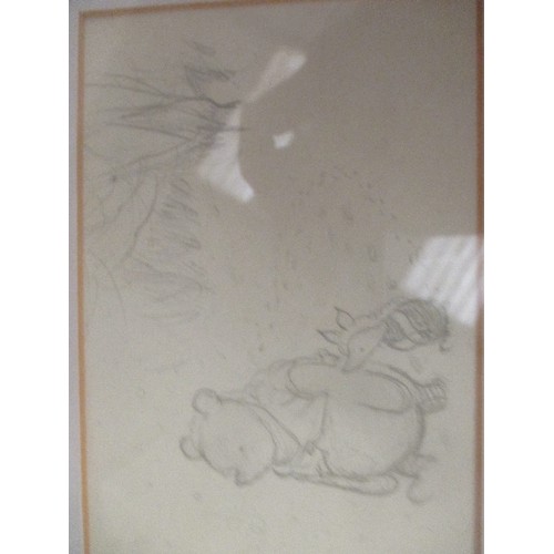 81 - 3 X PRINTS OF ORIGINAL DRAWINGS ' WINNIE THE POOH'  FRAMED AND GLAZED
FROM THE VICTORIA AND ALBERT M... 