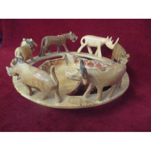 88 - WOODEN HAND CARVED SAFARI ANIMAL BOWL