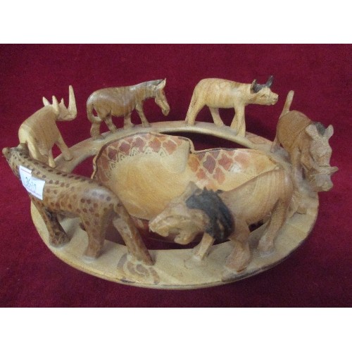 88 - WOODEN HAND CARVED SAFARI ANIMAL BOWL