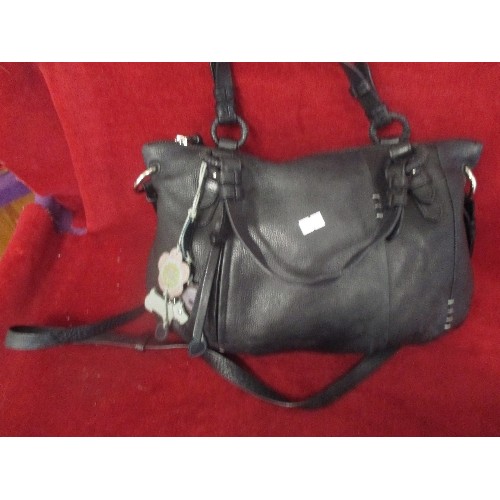 97 - BLACK RADLEY HANDBAG WITH BLUE DOG AND SHOULDER STRAP