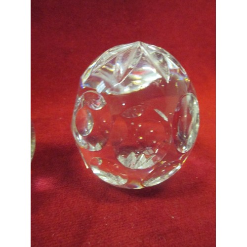 340 - FOUR GLASS PAPERWEIGHTS INC CLEAR SPHERE MAGNIFIER, FACETED GLASS