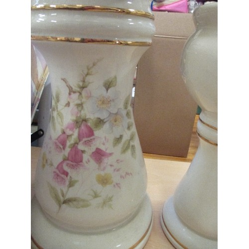 440 - BRETBY ENGLAND JARDINIERE ON STAND DECORATED WITH FOXGLOVES - 37CM AND A SMALLER EXAMPLE