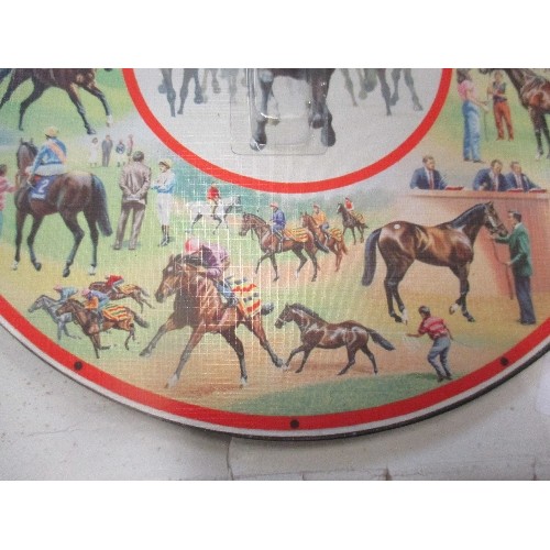 445 - TWO HORSE RACING WALL CLOCKS -QUARTZ - 30CM DIA