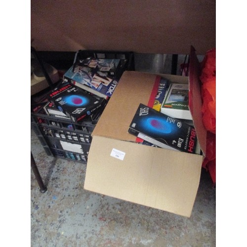 446 - THREE BOXES OF VHS VIDEO TAPES -MANY SELF RECORDED DOCUMENTARIES ETC  