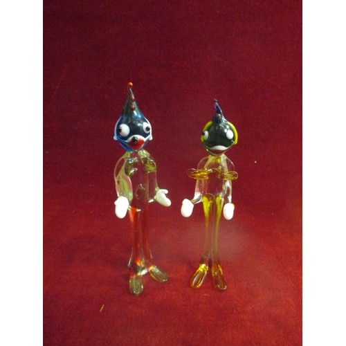 4 - TWO MURANO GLASS CLOWN FIGURES - 15CM