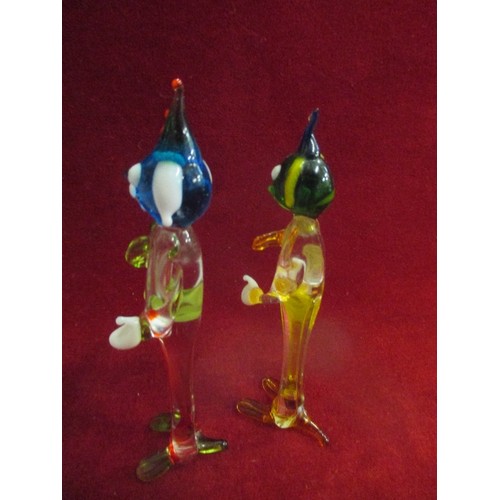 4 - TWO MURANO GLASS CLOWN FIGURES - 15CM