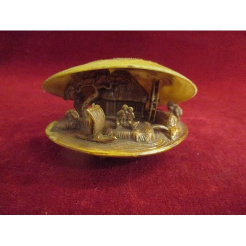 15 - A MID 20TH CENTURY ORIENTAL CELLULOID DIORAMA WITH WATER WHEEL MILL SCENE MARKED 