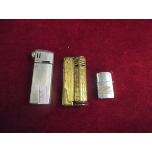 18 - THREE VINTAGE CIGARETTE LIGHTERS INC IMCO WITH AMERICAN COIN, BEN WADE 1860 AND MINIATURE WITH AMERI... 