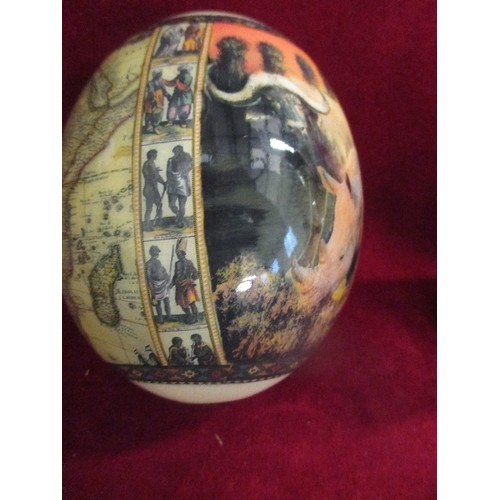 2 - A BEAUTIFUL DECORATED OSTRICH EGG WITH SAHARA SCENE AND MAP OF AFRICA. POSS BY MASSINI