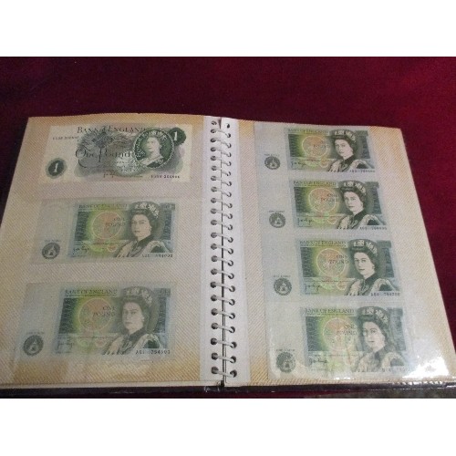 20 - ALBUM OF £1.00 NOTES INCLUDING ONE WITH 