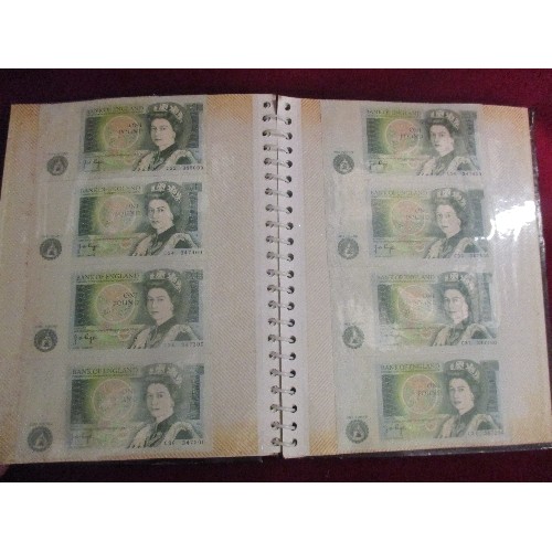 20 - ALBUM OF £1.00 NOTES INCLUDING ONE WITH 