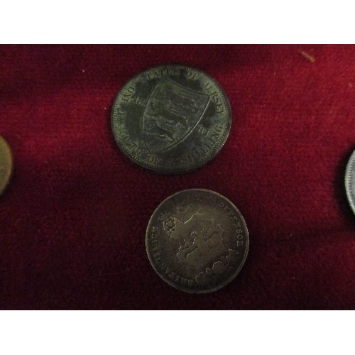 22 - BAG OF FOREIGN AND A FEW BRITISH COINS - EARLY 19TH CENTURY TO MID 20TH, SOME SILVER. INCLUDES GEORG... 