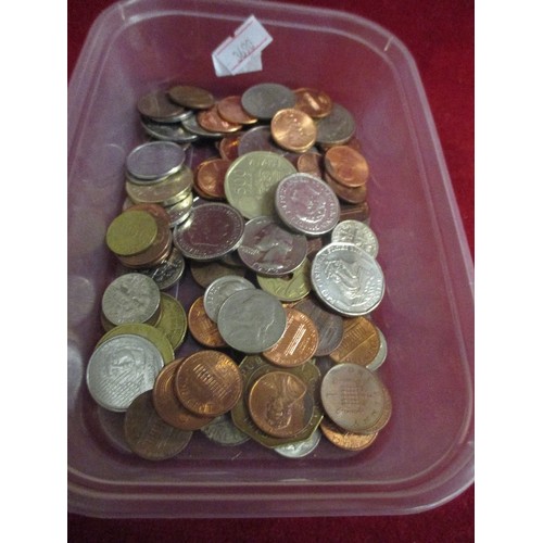 23 - TUB OF COINS - MOSTLY FOREIGN - USA ETC