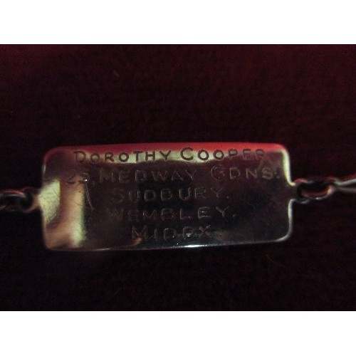 26 - STERLING SILVER IDENTITY BRACELET WITH MIDDLESEX ADDRESS