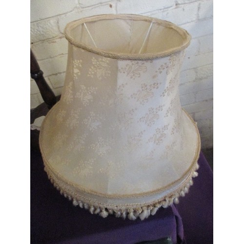 176 - STANDARD LAMP 1940's WITH 2 LARGE FABRIC LAMPSHADES