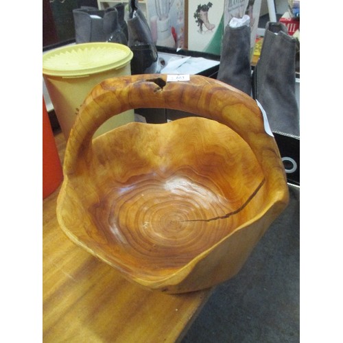 72 - CARVED WOODEN BOWL AND A CARVED FOOT BOWL