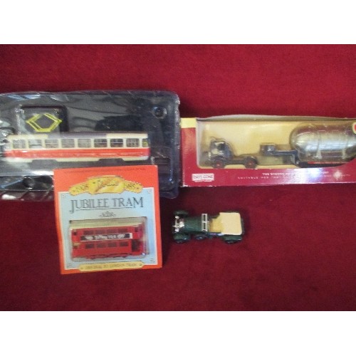 62 - 4 DIECAST VEHICLES INCLUDING T3 Nr:6102 (TATRA-1961) SMALL JUBILEE TRAM AND 2 OTHERS