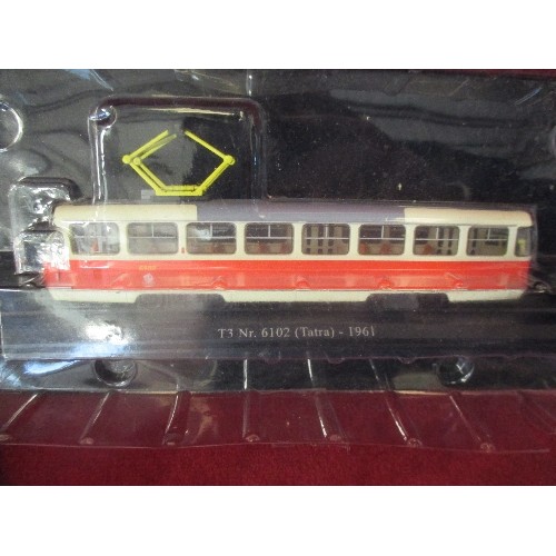 62 - 4 DIECAST VEHICLES INCLUDING T3 Nr:6102 (TATRA-1961) SMALL JUBILEE TRAM AND 2 OTHERS