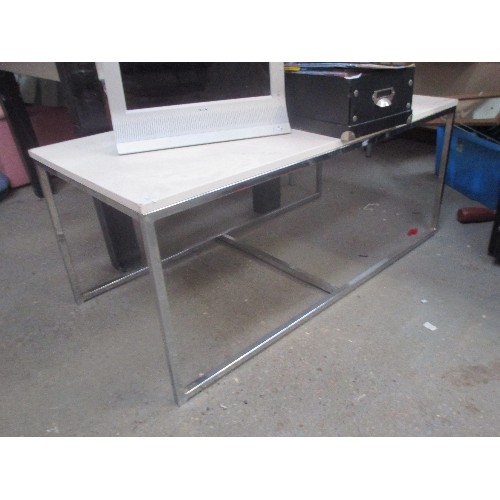 481 - 20TH CENTURY STAINLESS STEEL AND MELAMINE LARGE COFFEE TABLE