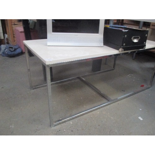 481 - 20TH CENTURY STAINLESS STEEL AND MELAMINE LARGE COFFEE TABLE