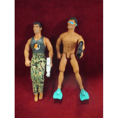 145 - BOX OF ACTION MEN WITH CLOTHING AND HEADGEAR