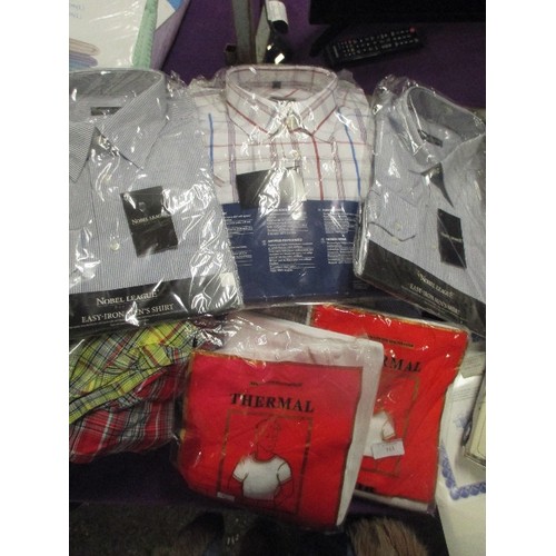 163 - 10 MENS SHIRTS AND 2 THERMAL VESTS - ALL AS NEW IN PACKAGING  -SIZE 17 . LARGE